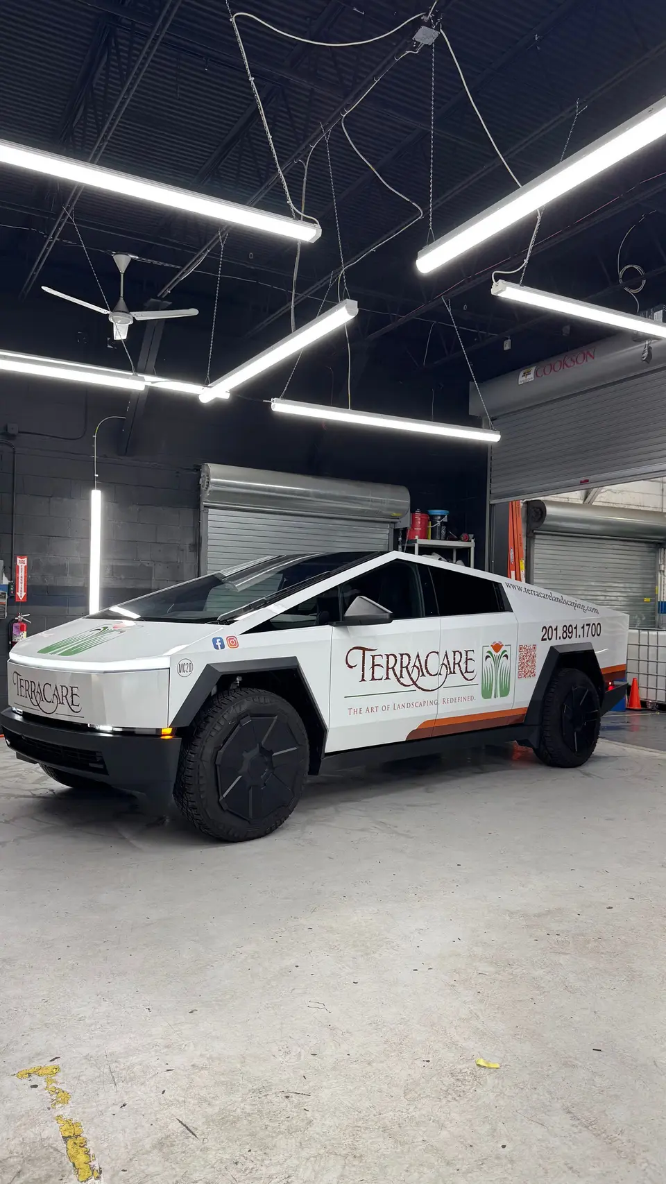 Branded Cybertruck fleet graphics