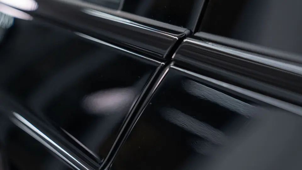 Gloss black paint, close up