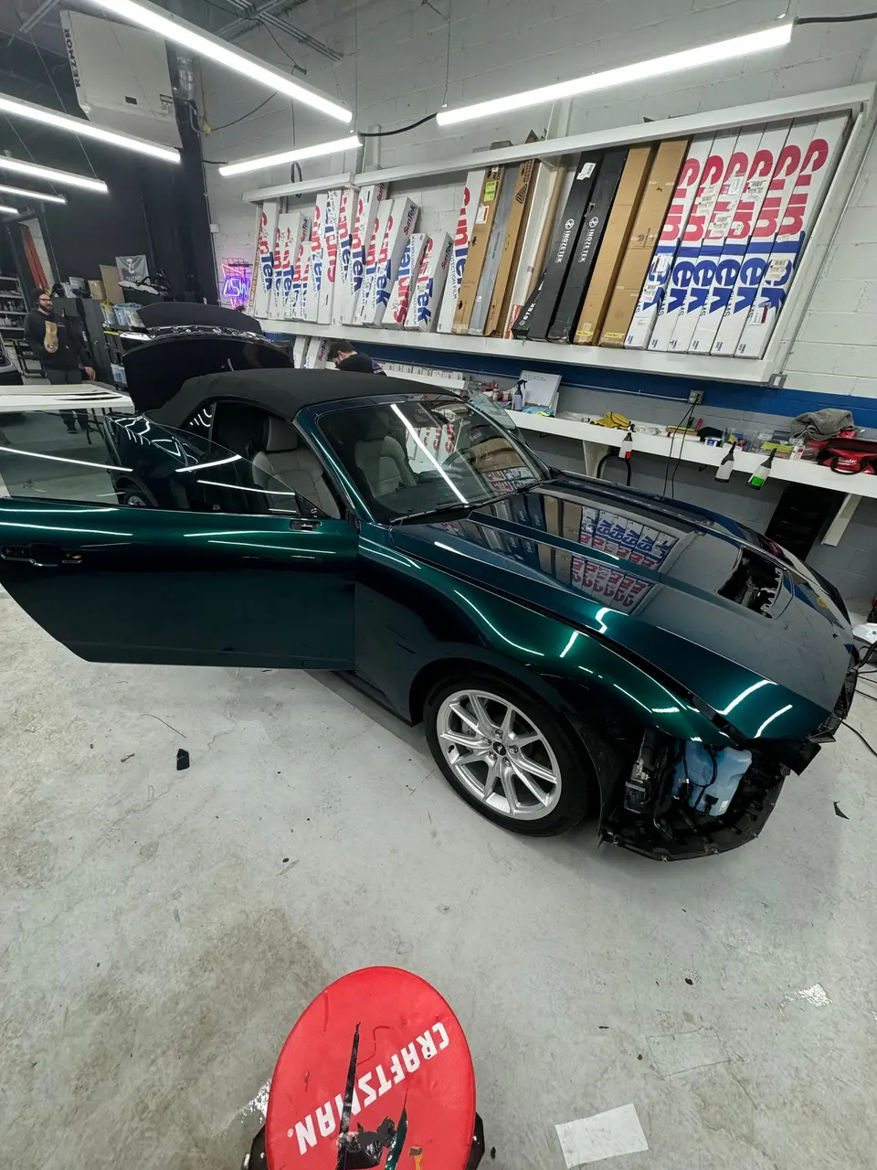 Mustang in green color-change PPF