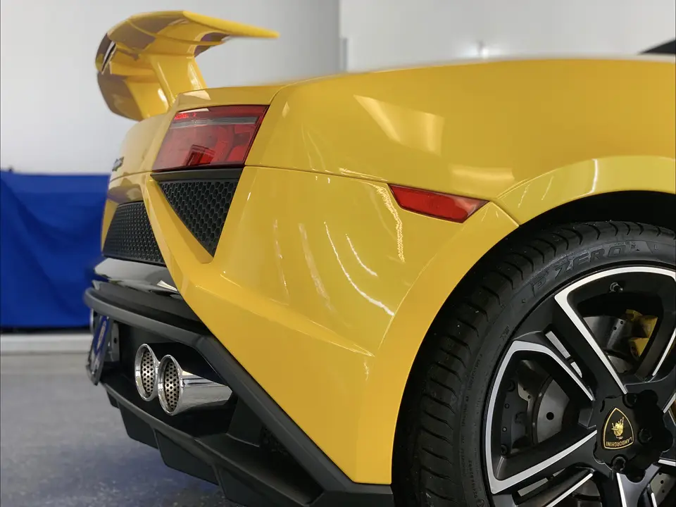Yellow Lamborghini Gallardo rear quarter