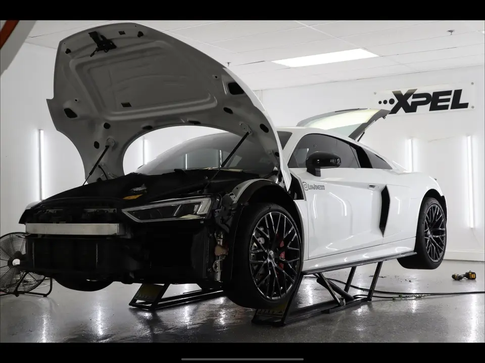 Audi R8 on the lift for XPEL film