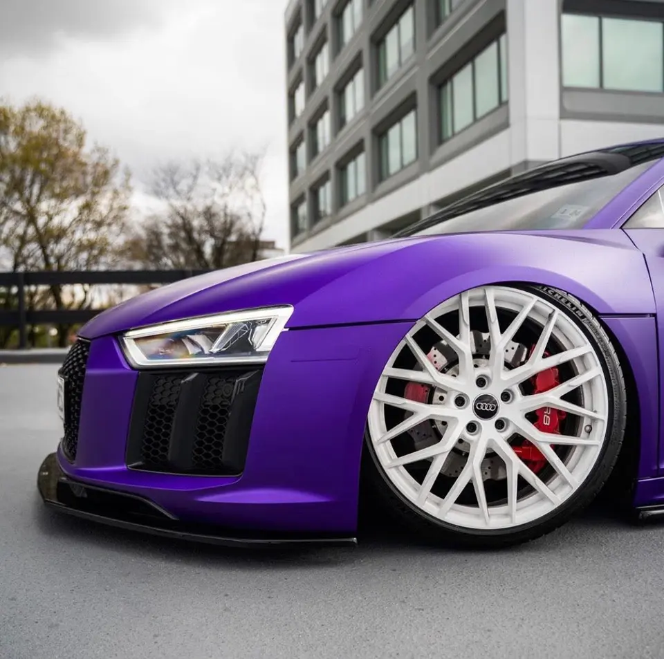 Audi R8 in a matte purple finish