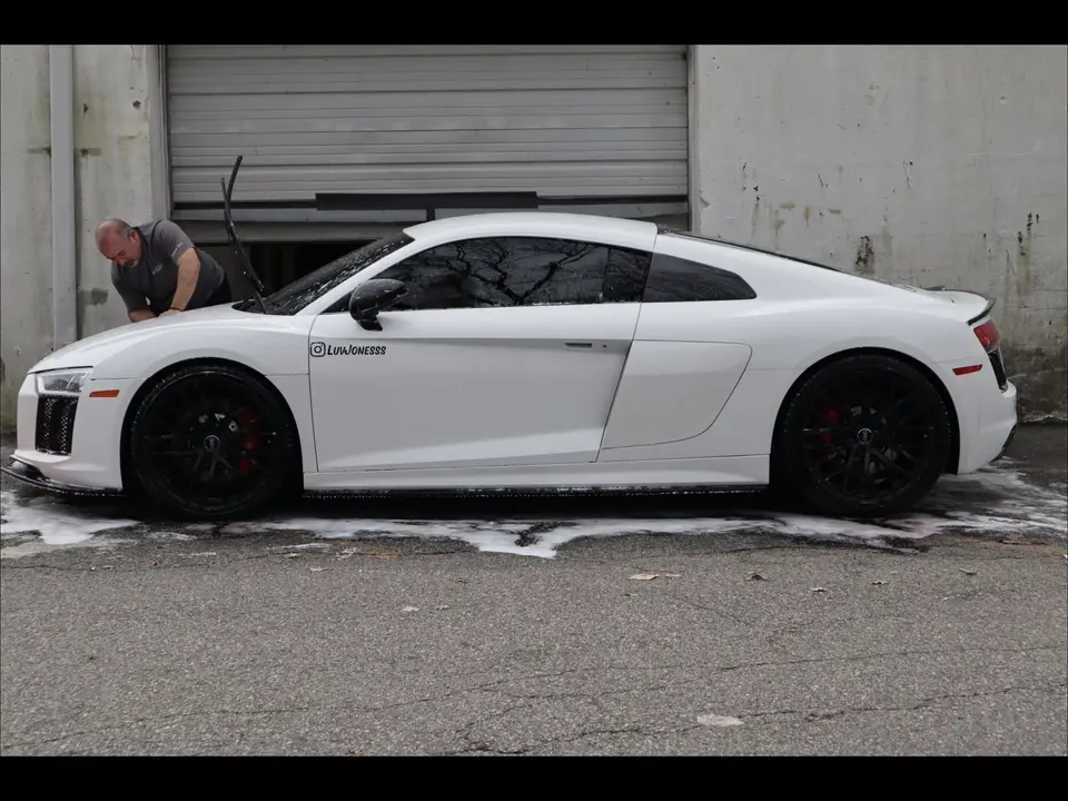 Foam wash on a white Audi R8