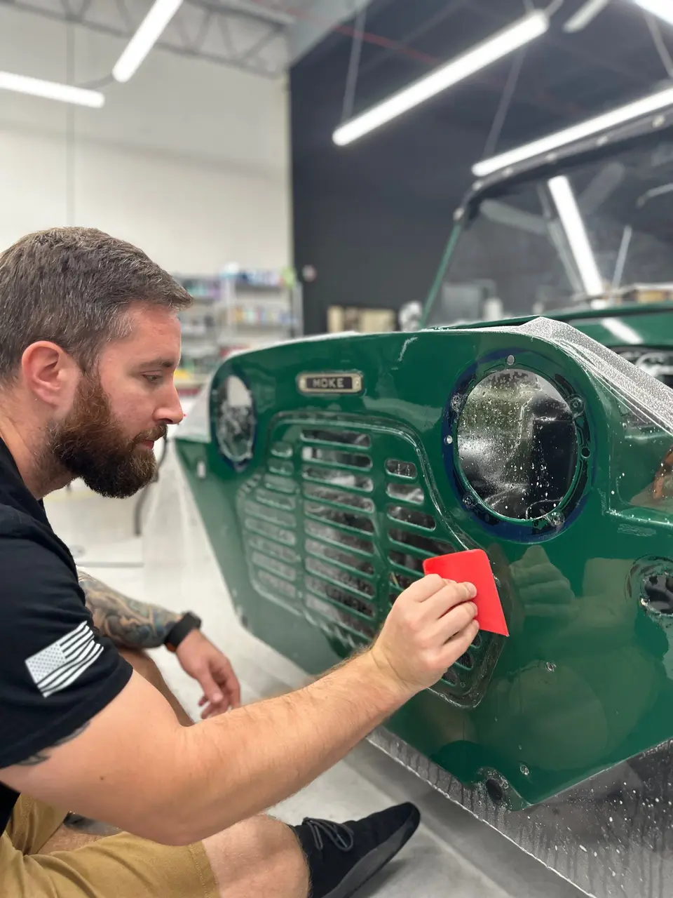 PPF on a green Mini Moke